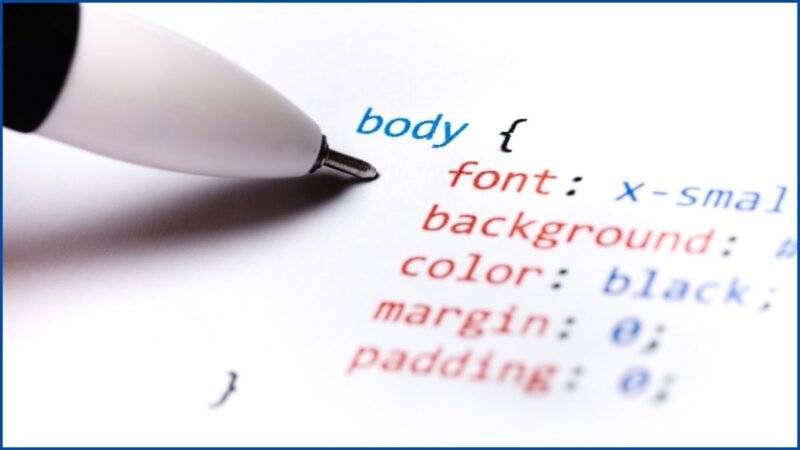 An image writing a css code in body tag.