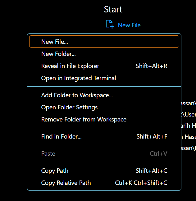 A Screen shot of creating index.html file in Visual Studio Code.